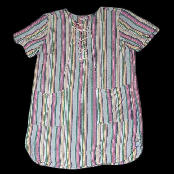 Free Assembly Dresses & Skirts - Free Assembly Dress Womens Size XL Multicolor Stripes Linen Blend Coastal